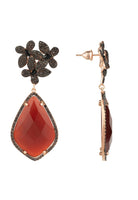 Original Flowers Teardrop Carnelian Chocolate CZ Rosegold