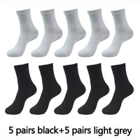 10 Pairs High Quality Bamboo Fiber Men's Socks Business Breathable Deodorant Compression Socks Men Long Big Size EUR 38-46