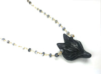 Original Dalmatian Opal and Obsidian Fox Necklace