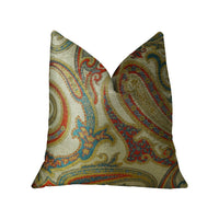 Paisley Bay Cream Red and Blue Handmade Luxury Pillow