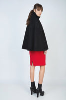 CONQUISTA FASHION - Original Black Winter Cape in Woven Fabric