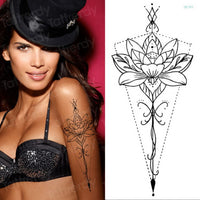 10 Pc Mandala Lotus Flower Tattoo Mehndi Henna Stickers for Hands Sexy Arab Tattoo Black Sketches Tattoo Designs Waterproof Body Art