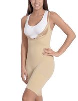 BODY BEAUTIFUL SHAPEWEAR - Original Seamless "Wear Your Own Bra" Bodysuit Shaper With Extra Long Boyleg Nude