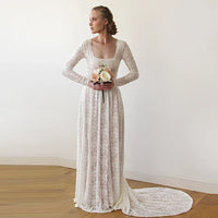 BLUSHFASHION - Original Square Neckline Wedding Train Dress