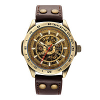 Men Watch Skeleton Automatic Mechanical Male Clock Top Brand Luxury Retro Bronze Sport Military Wristwatch Relogio Masculino