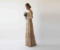 BLUSHFASHION - Original Golden  Lace Bohemian Dress #1233