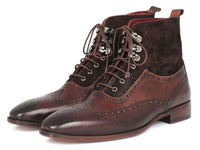 Paul Parkman Men's Wingtip Boots Brown Suede & Calfskin (ID#991-BRW)