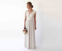 BLUSHFASHION - Originai Wrap Cape Sleeves Lace Wedding Dress #1234