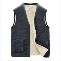 SEAHAING - Original Casual Sleeveless Jacket Autumn Winter Men Warm Fleece Mens Vest Jacket Velvet Thick Sleeveless Men's Vest Gilet Clothing 5XL