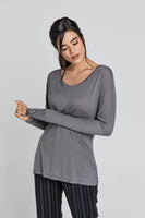 Dark Grey Top With Long Batwing Sleeves