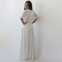 BLUSHFASHION - Original Bestseller Curvy Butterfly Sleeves Wedding Dress With Pockets #1267