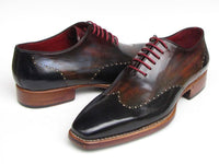 Paul Parkman Men's Wingtip Oxford Goodyear Welted Navy Red Black (ID#081-MIX)