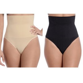 BODY BEAUTIFUL SHAPEWEAR - Original Seamless Hi-Waist Shaper With Thong Bottom - 2 Pack