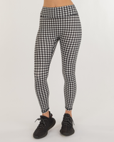 REBODY - Original Hybrid Fleece Houndstooth Print Leggings High Waist