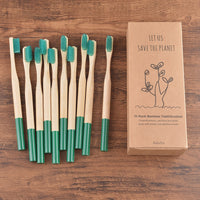 10 Pack Bamboo Toothbrush Medium Bristles Biodegradable Plastic-Free Toothbrushes Cylindrical Low Carbon Eco Bamboo Handle Brush