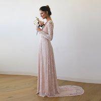 BLUSHFASHION - Original Baby Pink Wrap Dress With Train #1151