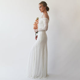 BLUSHFASHION - Original Ivory Off Shoulder Wedding Maxi Dress #1228