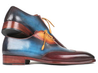 Paul Parkman Three Tone Wingtip Oxfords Bordeaux & Blue & Camel (ID#AL3249TU)