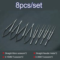 New Microsurgical Instruments 12.5cm Scissors+Needle Holders +Tweezers Stainless Steel Surgical Tool