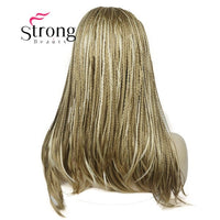 StrongBeauty Long Gray With Dark Roots Ombre Braided 3/4 HEADBAND Full Synthetic Wig Box Braids Wig Coverage Wigs COLOUR CHOICES