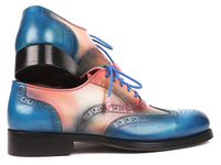 Paul Parkman Blue & Pink Men's Wingtip Oxfords Goodyear Welted (ID#027-BLUPNK)