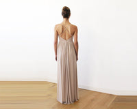 BLUSHFASHION - Original Champagne Maxi Dress With Adjustable Straps #1170