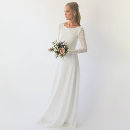 BLUSHFASHION - Original Bestseller Long Sleeves Boat Neckline Modest Wedding Dress #1297