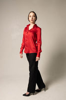 Power Women Silk Shirt in Red