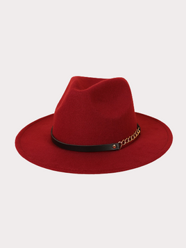 Original Let's Link Up Belted Chain Fedora Hat (Burgundy)