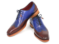 Paul Parkman Men's Wingtip Oxford Goodyear Welted Blue & Brown (ID#81BLU57)