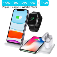 25W Qi Wireless Charger for iPhone 13 12 11 Pro X XS MAX XR Fast Wireless Charging 4 in 1 Stand for Airpods Pro Apple Watch 7 6