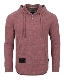 ZIMEGO Men's Long Sleeve Henley Raglan Hoodie With Kangaroo Pocket