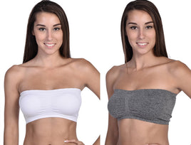 BODY BEAUTIFUL SHAPWEAR - Original 2-Pack Bandeaus - White and Grey Mix