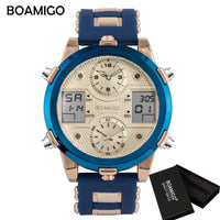 BOAMIGO Mens Watches Top Luxury Brand Men Sports Watches Men's Quartz LED Digital 3 Clock Man Male Wrist Watch Relogio Masculino