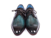 Paul Parkman Turquoise & Brown Medallion Toe Derby Shoes (ID#6584-TRQ)