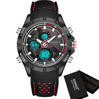 BOAMIGO Fashion Mens Watches for Men Military Digital Analog Quartz Chronograph Sport Watch Waterproof Leather LED  Reloj Hombre