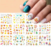 2021 New Geometric Letter Nail Sticker Water Slider Russian Winter Decal Christmas New Year Gift Nail Slider Temporary Tattos