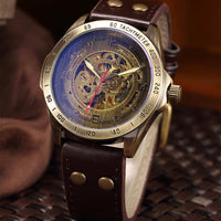 Men Watch Skeleton Automatic Mechanical Male Clock Top Brand Luxury Retro Bronze Sport Military Wristwatch Relogio Masculino