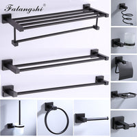 Aluminum Bathroom Accessories Black Towel Rack Towel Ring Hair Dryer Holder Wall Mounted Toilet Paper Holder Soap Basket WB8813