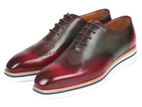 Paul Parkman Men's Smart Casual Wingtip Oxfords Bordeaux & Green (ID#187-BRD-GRN)