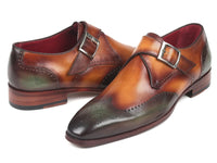 Paul Parkman Single Monkstraps Green & Camel (ID#944-GRN-CML)