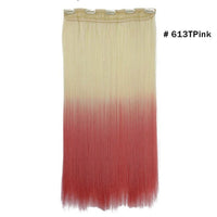 Original Synthetic Clip in Hair Extension Ombre Bayalage Long Straight Flase Hair Pieces for Women 24" 5clips One Piece 3/4 Head