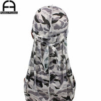 Men's Satin Camo Durags Turban Bandanas Men Silky Durags Waves Cap Headband Head Cover Hair Accessories Du Rag