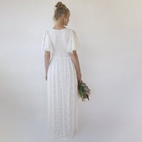 BLUSHFASHION - Original Ivory Fairy Lace Bohemian Wedding Dress With Pockets #1345