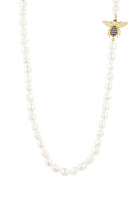 Original Honey Bee Pearl Gemstone Long Necklace Gold