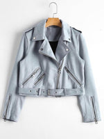 LUXURY AND ME - Original Slim Suede  Biker Jacket PU Coat