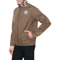 Mens Wind Breaker Brown Back Lion