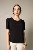 LE REUSSI - Original Elegance Round Neck Blouse in Black