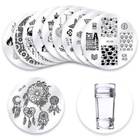 10Pcs/Set Nail Stamping Plates Flowers Dreamcatcher Christmas Nail Art DIY Nail Head Clear Silicone Stamping Scraper Nail Art