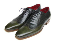 Paul Parkman Men's Wingtip Oxford Floater Leather Green (ID#023-GREEN)